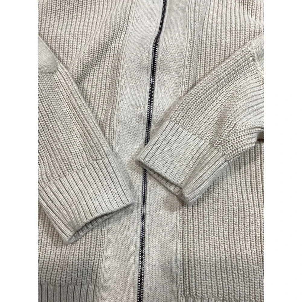 Banana Republic Mens XL Full‎ Zip Heavy Ribbed Cardigan Sweater Elbow Patches